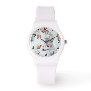 Relógio cena da neve dos animais selvagens com o rato de