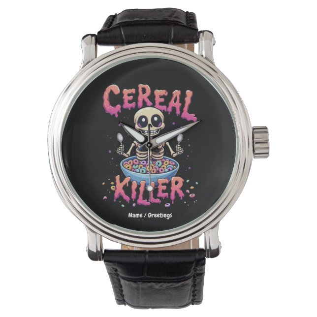 Relógio Cereal Killer Breakfast Cereal Engraçado Skeleton (Frente)