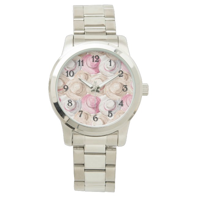Relógio Chapéus de Palha Rosa Creme Branco (Frente)