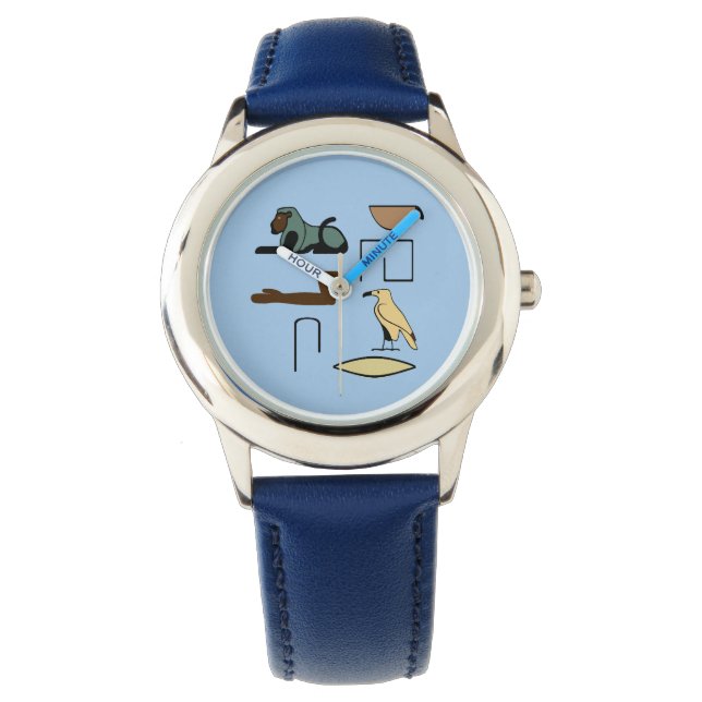 Relógio Charles Name em Símbolos Hieroglifos de Egy Antigo (Frente)