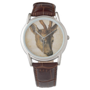 Relógio Chefe de Stag (Wild Animal) (por Albrecht Durer)