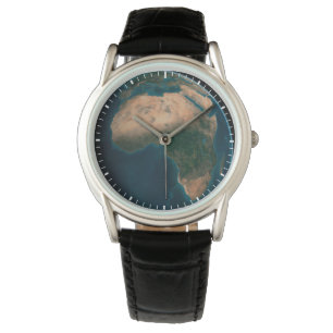 Relógio Cheio Terra Do Espaço Acima Do Continente Africano