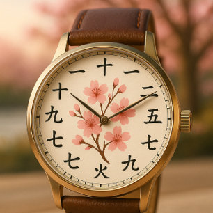 Relógio Cherry Blossom Kanji Face Design