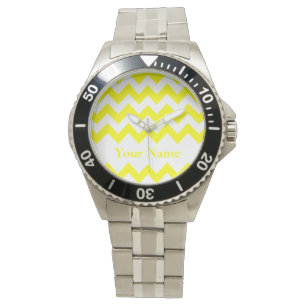 Relógio Chevron Amarelo com monograma