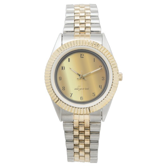 Relógio Chic Dourado e Efeito Preto Personalizado (Frente)