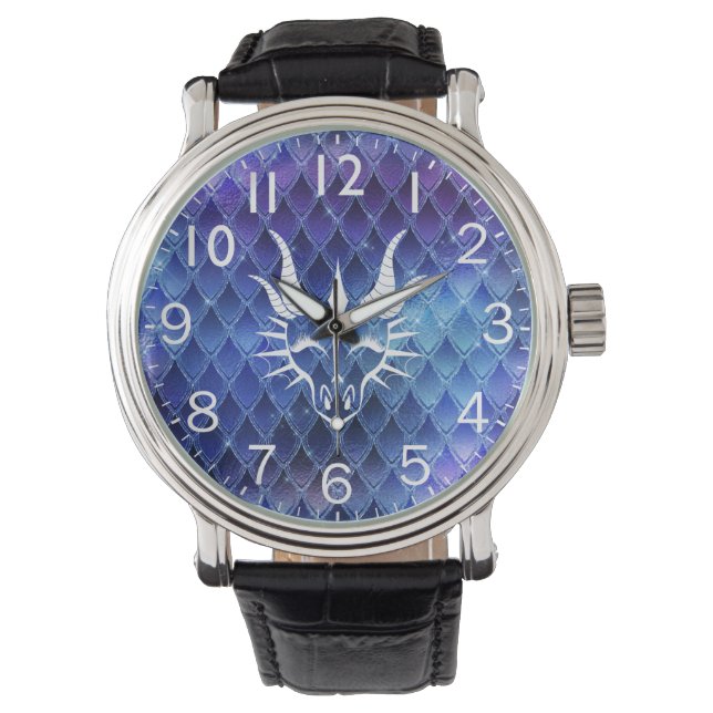 Relógio Chic Dragon Head & Blue Dragon Scales Watch (Frente)