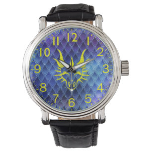 Relógio Chic Dragon Head & Blue Dragon Scales Watch
