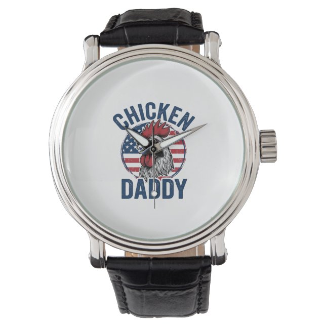 Relógio Chicken Daddy Rooster Vintage Patriotic Shirt Desi (Frente)