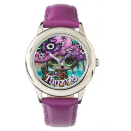 Relógio Chihuahua Cachorros Palmeiras personalizadas