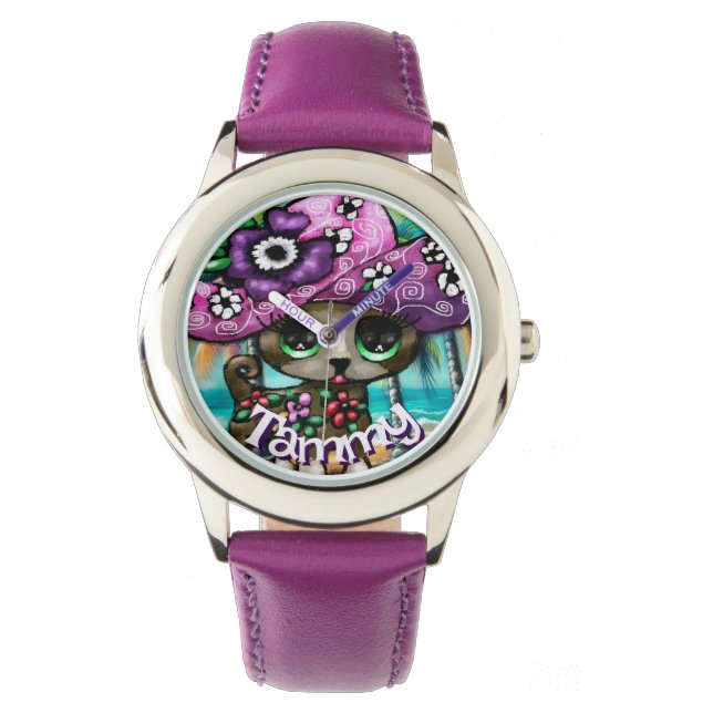 Relógio Chihuahua Cachorros Palmeiras personalizadas (Frente)