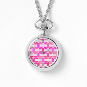 Relógio Chique industrial do art deco - rosa, fúcsia,