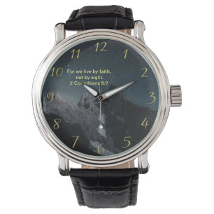 Relógio Christian Faith cruzou com 2 Corinthians 5:7