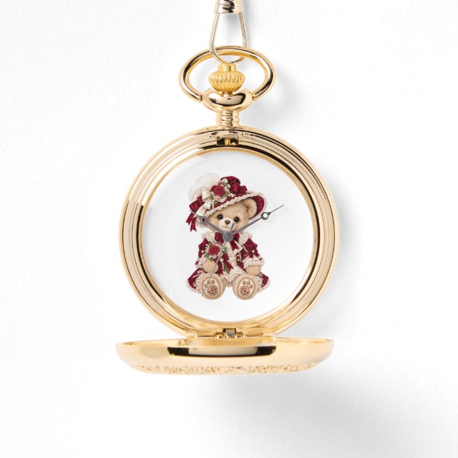 Relógio Christmas Victorian Bear Pocket Watch Gift (Frente)