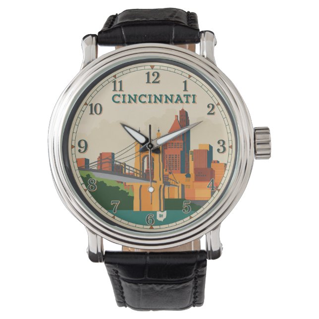 Relógio Cincinnati Ohio Skyline  (Frente)