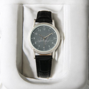 Relógio Cinza da Na moda da Trendy Monograma inicial e nom