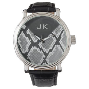 Relógio Cinzas de nádegas, brancas e monogramas pretos