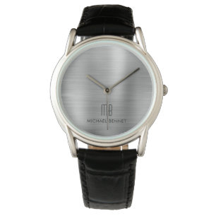 Relógio Cinzas De Prata Monogramadas Elegantes Esfregadas
