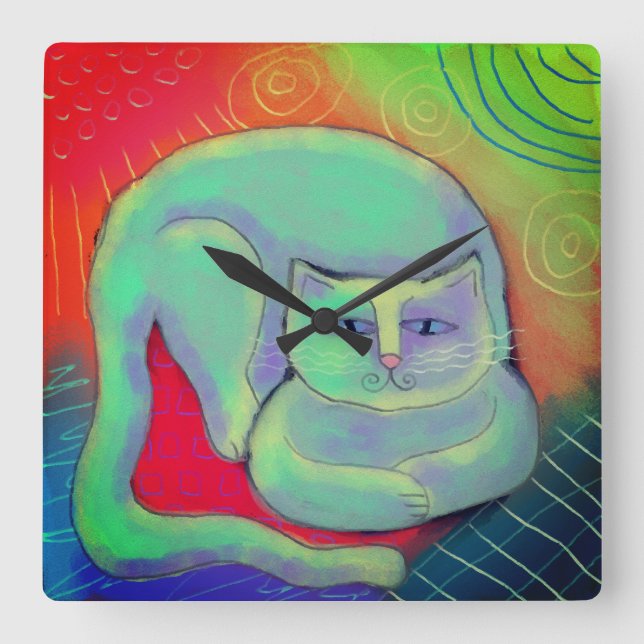 Relógio circular de pintura em Abstrato colorida (Frente)