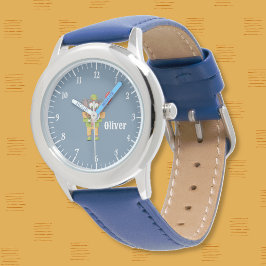 Relógio Circus Clown Elephant Blue Kid Watch with Name