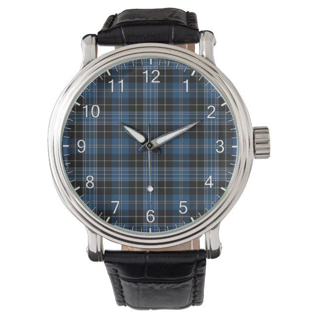 Relógio Clã Clergy Blue Tartan Xadrez Clero do Eterno Clás (Frente)