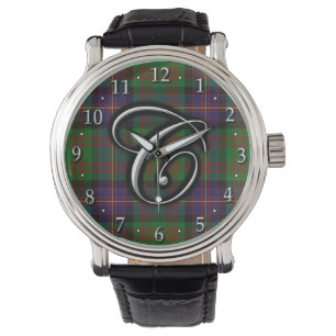 Relógio Clan Cochrane Letra C Monograma Tartan