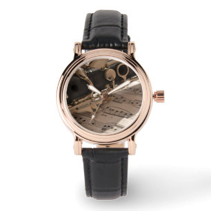 Relógio Clarinet com Música Folha