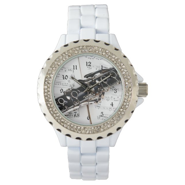 Relógio Clarinet, Foto De Aproximação De Instrumentos Musi (Frente)