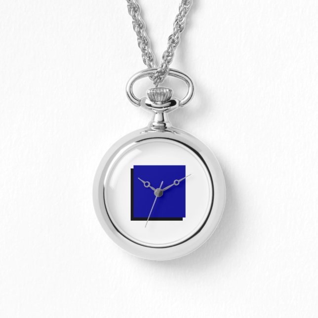 Relógio Classic Bauhaus Art Blue Square Necklace Watch (Frente)