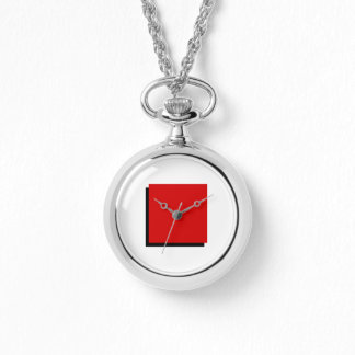 Relógio Classic Bauhaus Art Red Square Necklace Watch