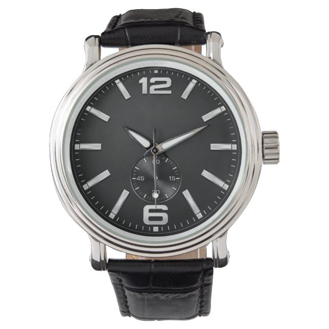 Relógio Classic black watch with a silver frame (Frente)