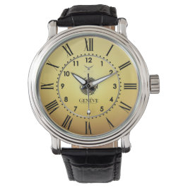 Relógio Classic Elegant Warm Gold Tone Roman Numeral Men's