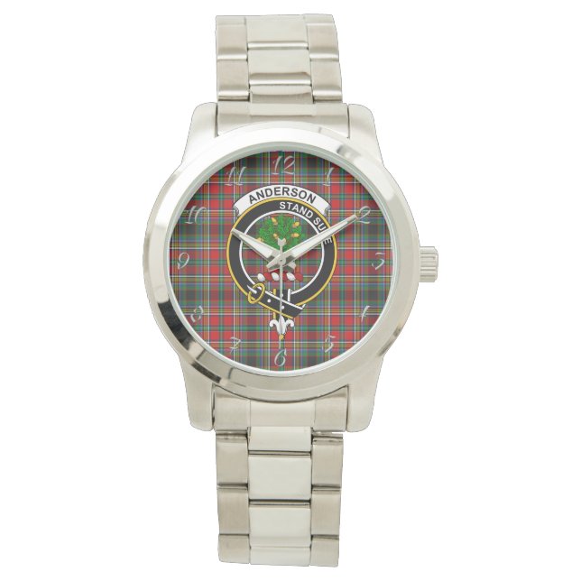 Relógio Clássico Atemporal Clã Anderson De Arbrake Tartan  (Frente)