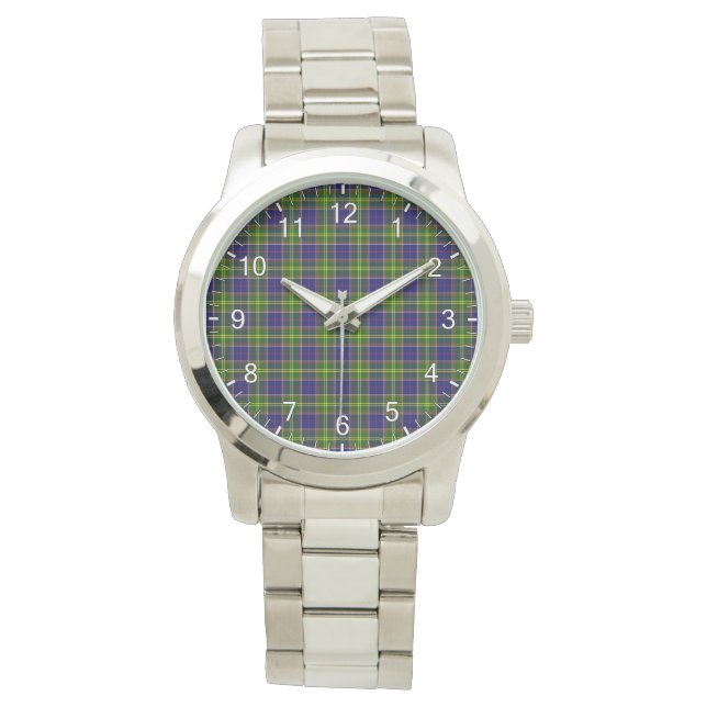 Relógio Clássico Atemporal Clã Arnott Xadrez Tartan Plaid  (Frente)