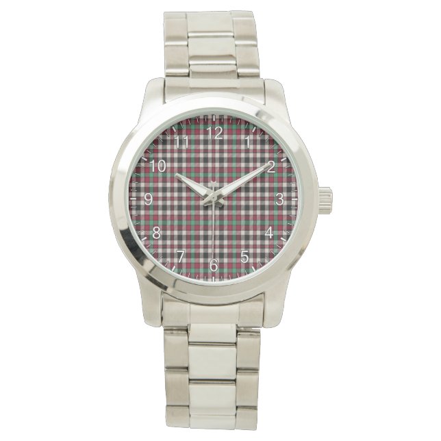 Relógio Clássico Atemporal Clã Borthwick Antigo Tartan (Frente)