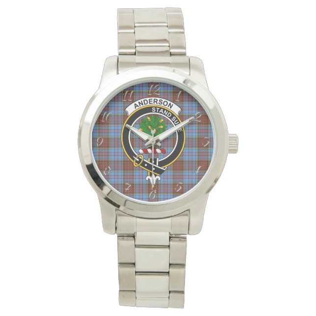 Relógio Clássico e Atemporal Clã Anderson Xadrez Tartan Mo (Frente)