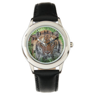 Relógio Clássico Infantil/Tigre da Vida Selvagem