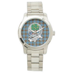 Relógio Clássico Intemporâneo Clan Anderson Emblema Tartan