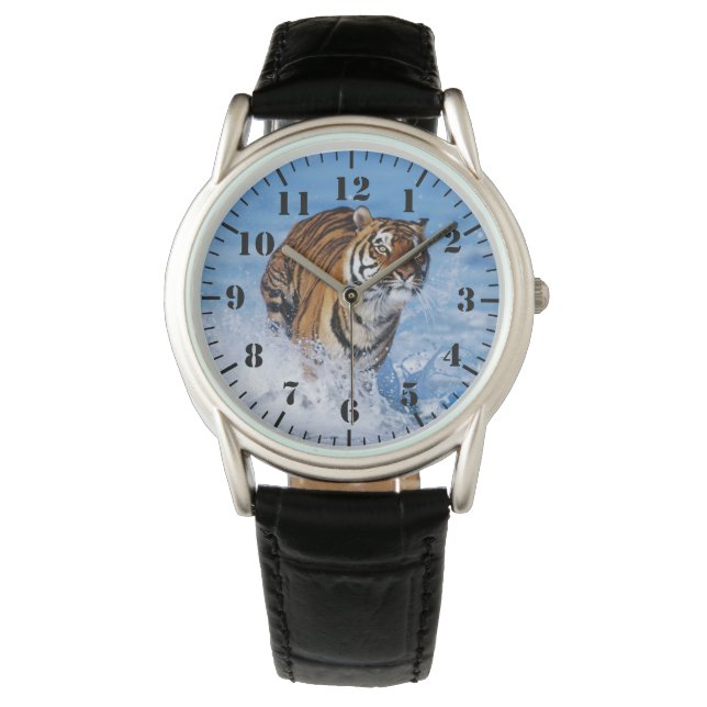 Relógio Clássico Masculino / Tigre da Vida Selvage (Frente)