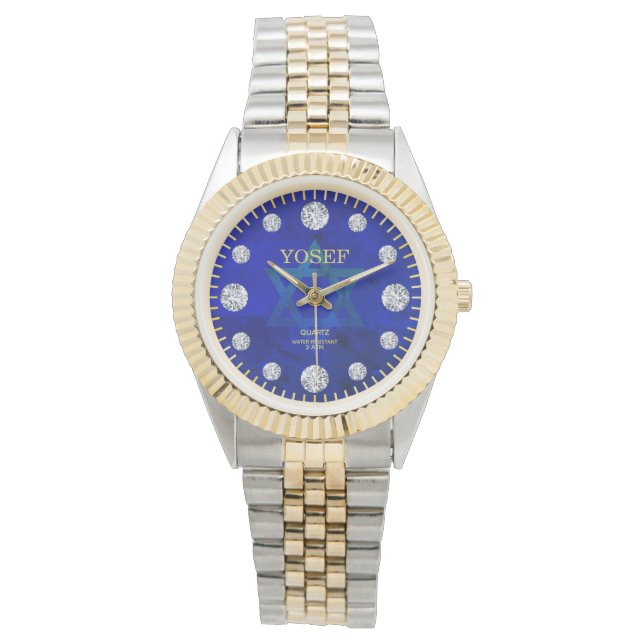 Relógio Cobalt Blue Star do David Diamond Dial Name Person (Frente)