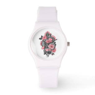 Relógio Cobra e rosas de pêssego