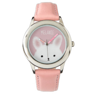 Relógio Coelhinho Cor-de-Rosa Bonito, Felpudo Personalizad