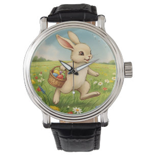 Relógio Coelhinho de Páscoa de Prado de Primavera Vintage