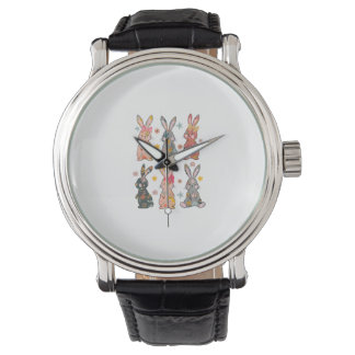Relógio Coelho Floral Flor de Bunny Retro Vintage Páscoa