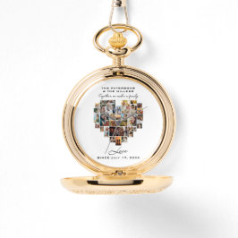 Relógio Colagem de Fotos do Coração do Aniversário da Famí