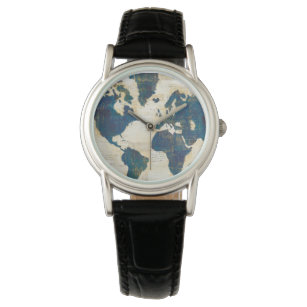 Relógio Colagem do Mapa Mundial