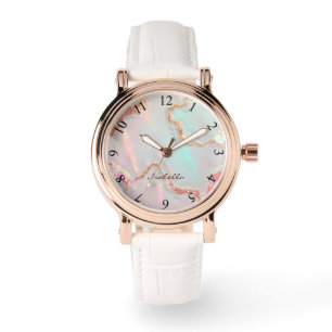 Relógio Coleção Luxuosa Moderna Rosa Bege Suave Dourado Ve