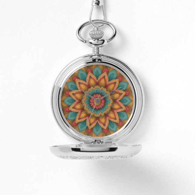 Relógio Colorful Mandala Floral Boho Clock (Frente)