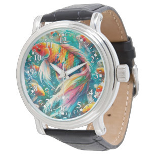 Relógio Colorida Koi Fish Watch