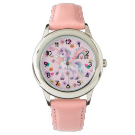 Relógio Colorido, Arco-Íris e Flores, Crianças