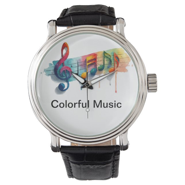 Relógio Colorido com Notas Musicais (Frente)